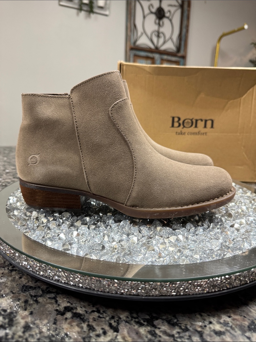 Born Dry Raini waterproof Taupe leather Suede Ankle Booties - Born NEW 7